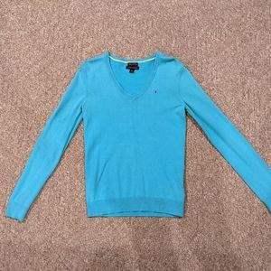Tommy Hilfiger XS Teal V-Neck Sweater